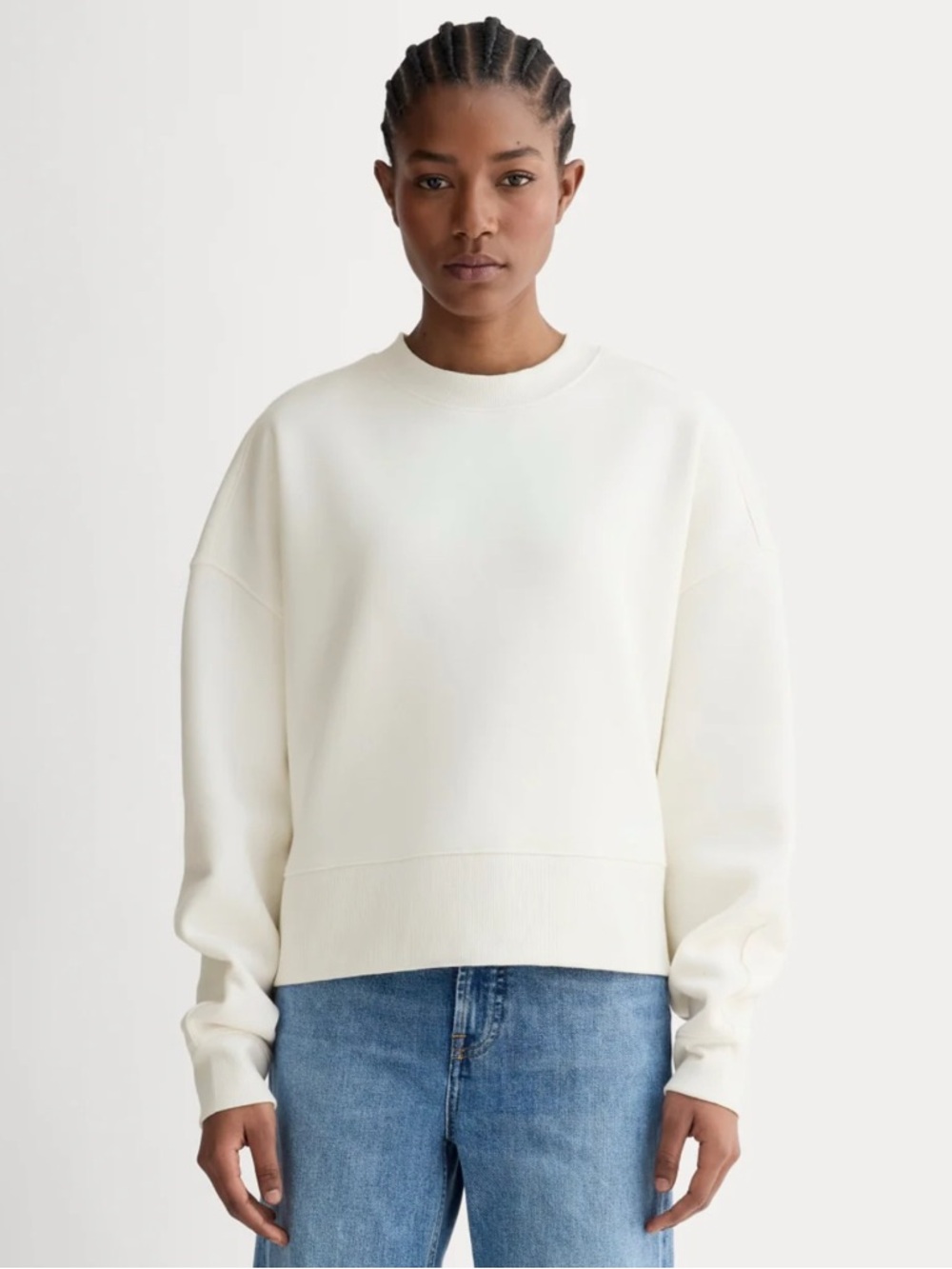 New Everlane LUXE FLEECE SWEATSHIRT in Bone Size M